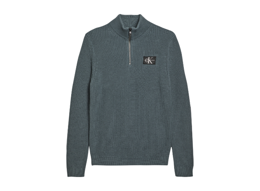 Zip Up Badge Sweater