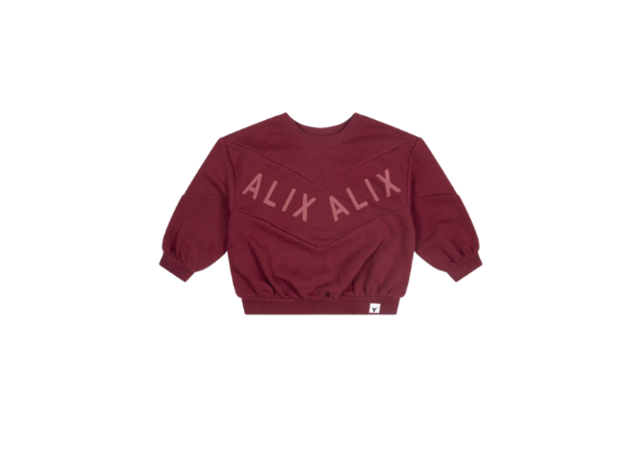 Kids Knitted Colour Block Sweater Bordeaux