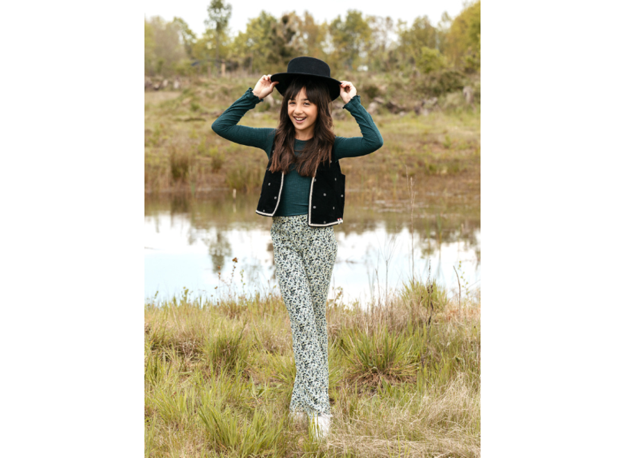 Crincle floral flared pants