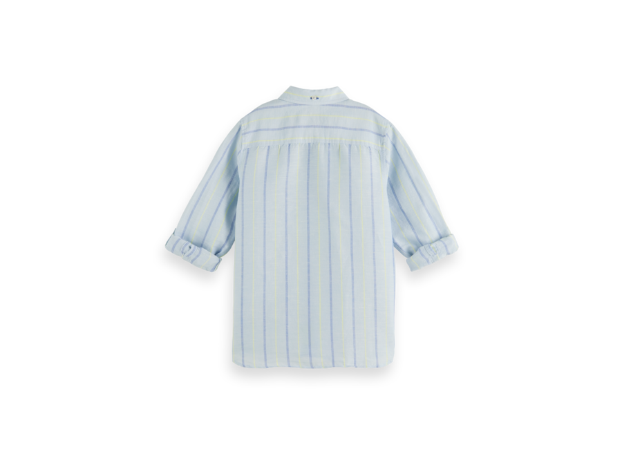 Yarn-dyed long sleeve linen shirt