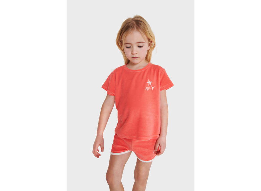 Kids Knitted Terry Shorts Intense Coral