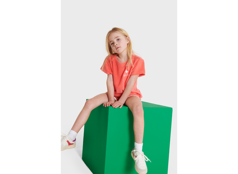 Kids Knitted Terry Shorts Intense Coral