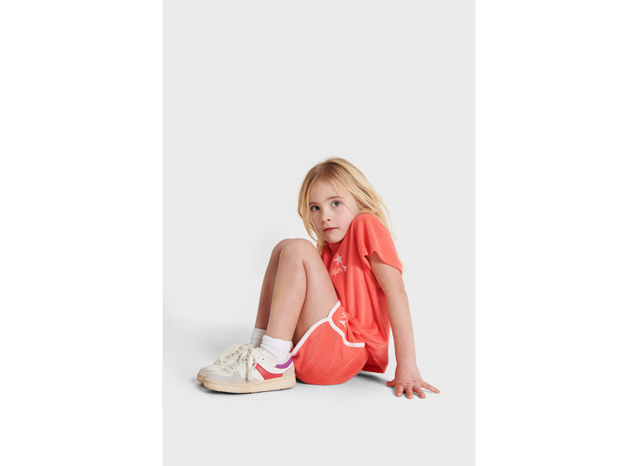 Kids Knitted Terry Shorts Intense Coral