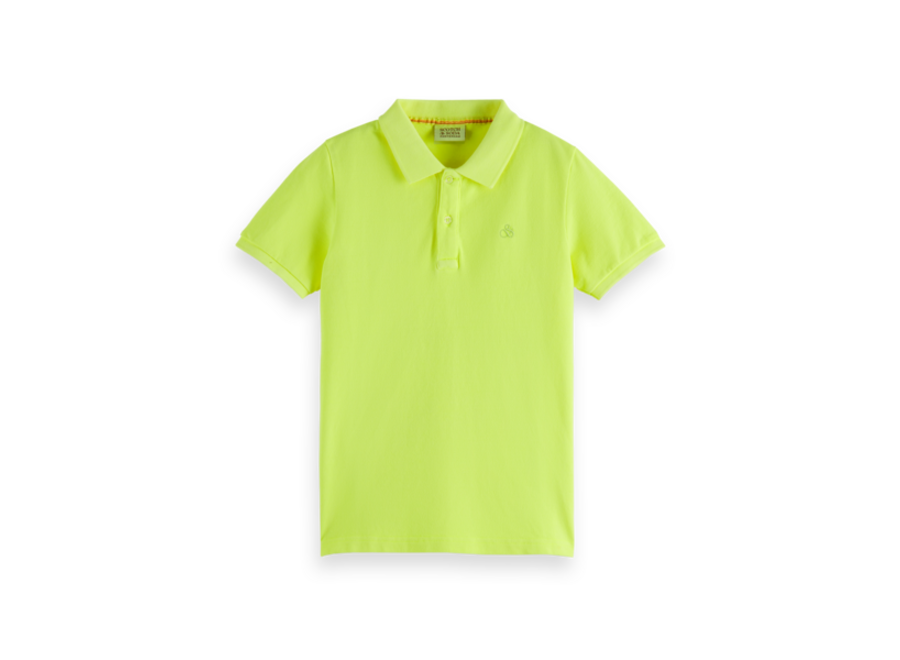 Garment-dyed short-sleeved pique polo