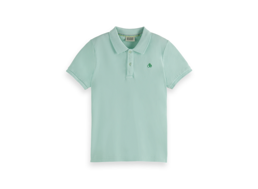 Garment-dyed short-sleeved pique polo