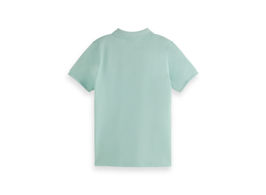 Garment-dyed short-sleeved pique polo