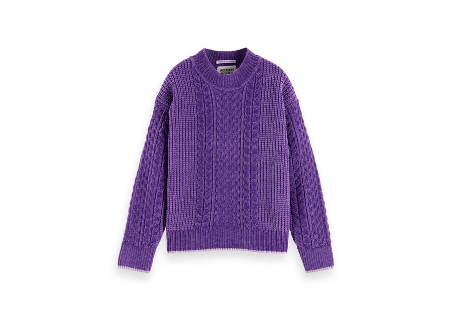 Chenille cable knit pullover