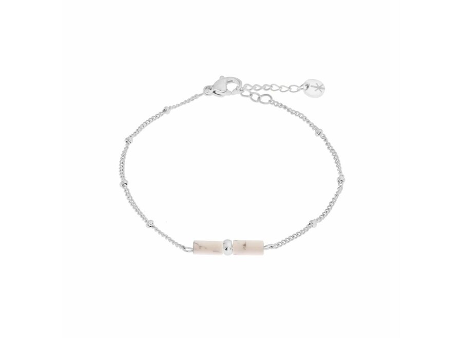 Marble tube bracelet silver