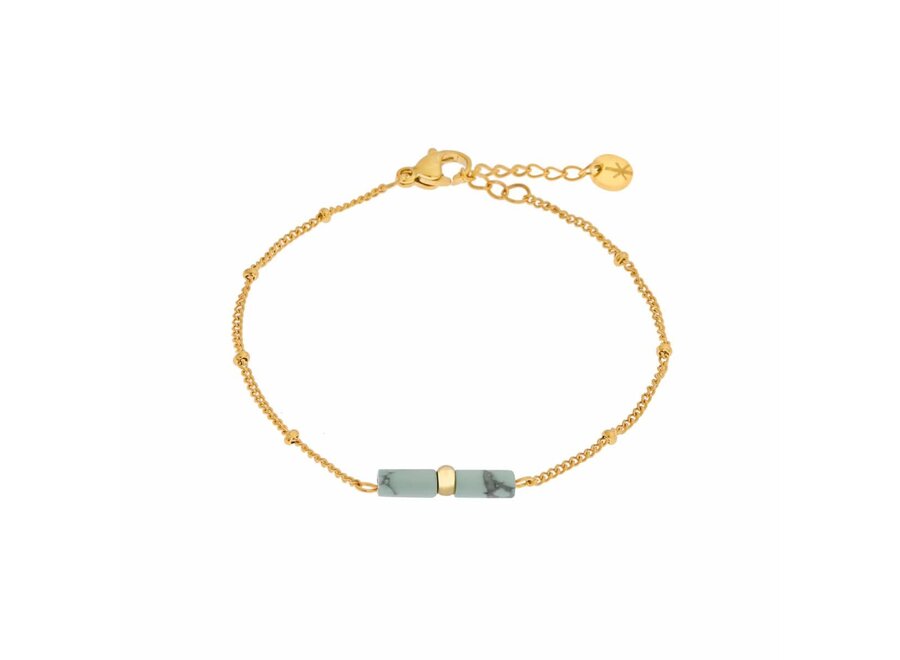 Turquoise tube bracelet gold