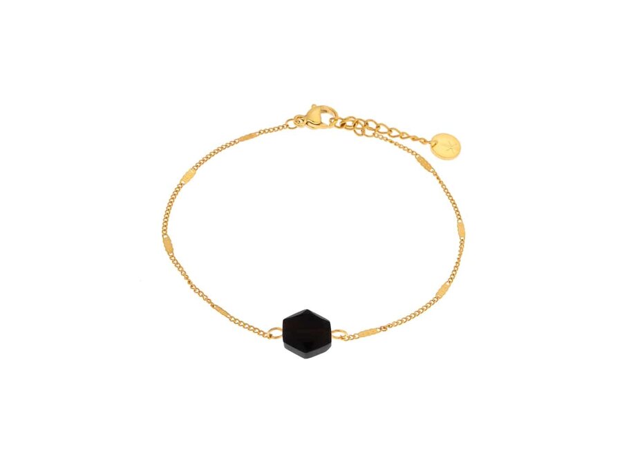 Black hexagon bracelet gold