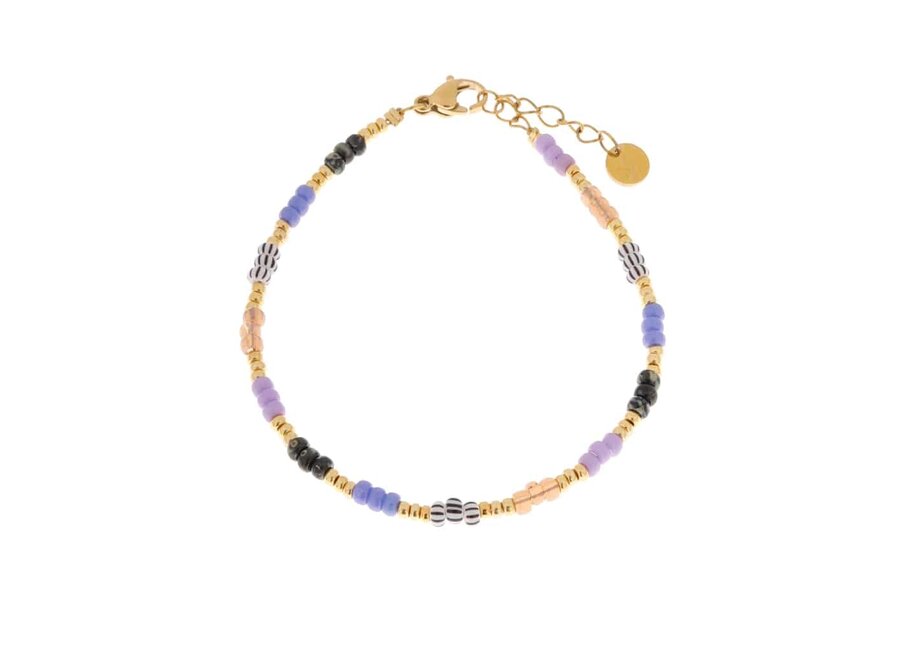 Lavender rainbow bracelet gold