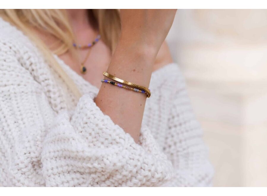 Lavender rainbow bracelet gold