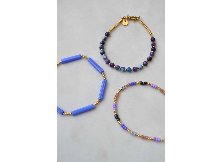 Lavender rainbow bracelet gold