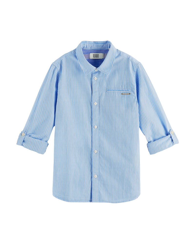 Classic yarn-dyed stripe long sleeve shirt