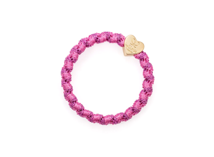 By Eloise Gold Heart Woven | Woven Bubblegum Pink Roze