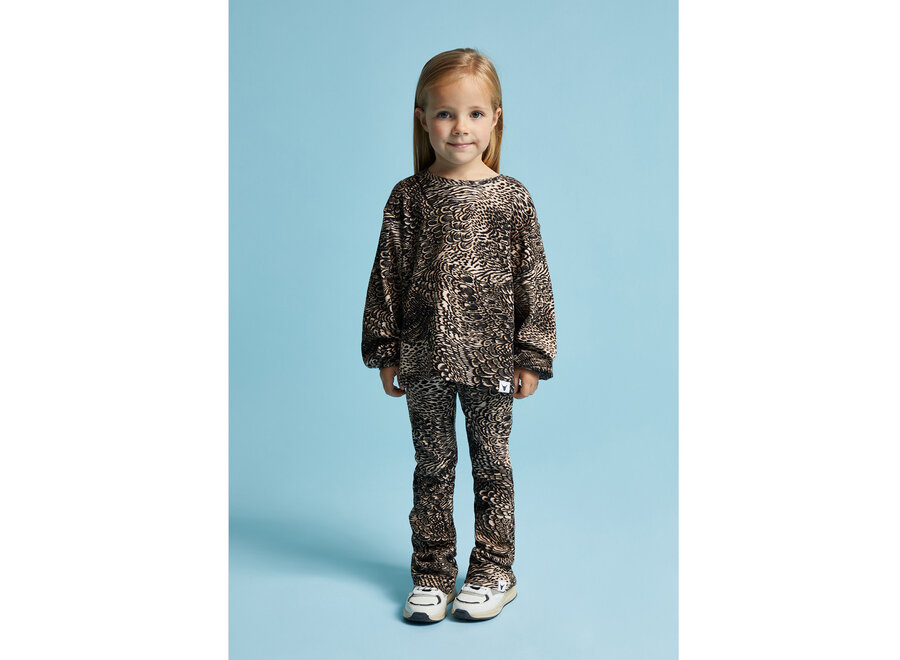 Kids knitted feather animal flared pants