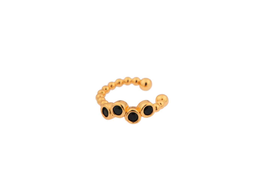 Black dots ear cuff gold