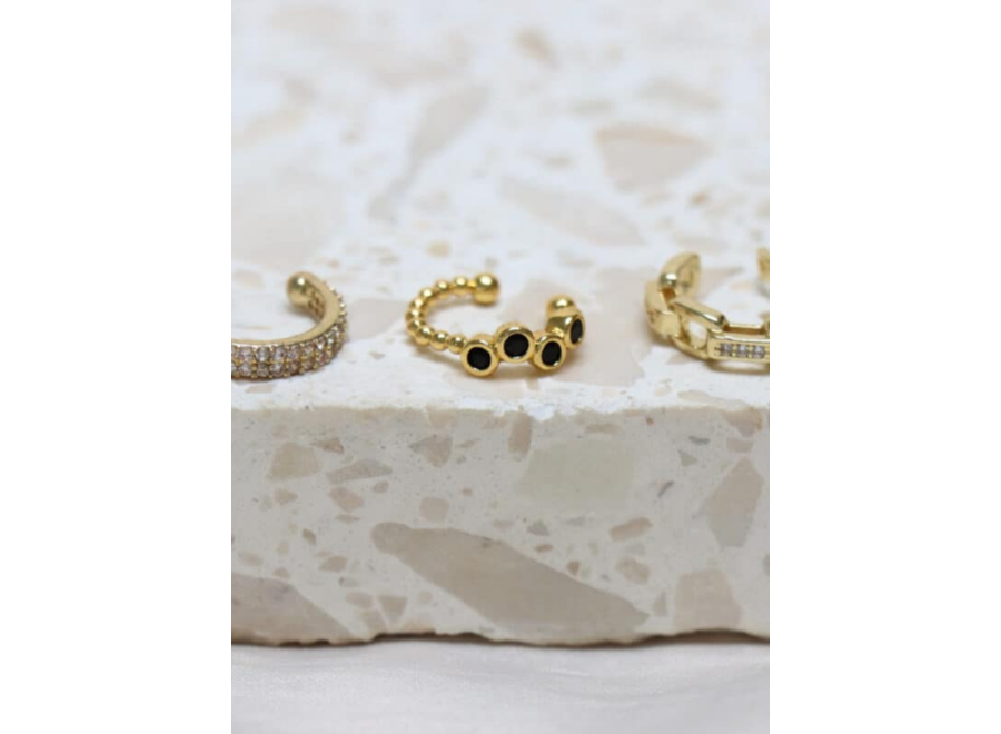 Black dots ear cuff gold