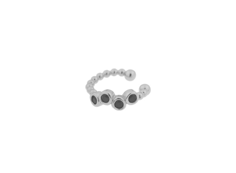 Black dots ear cuff silver