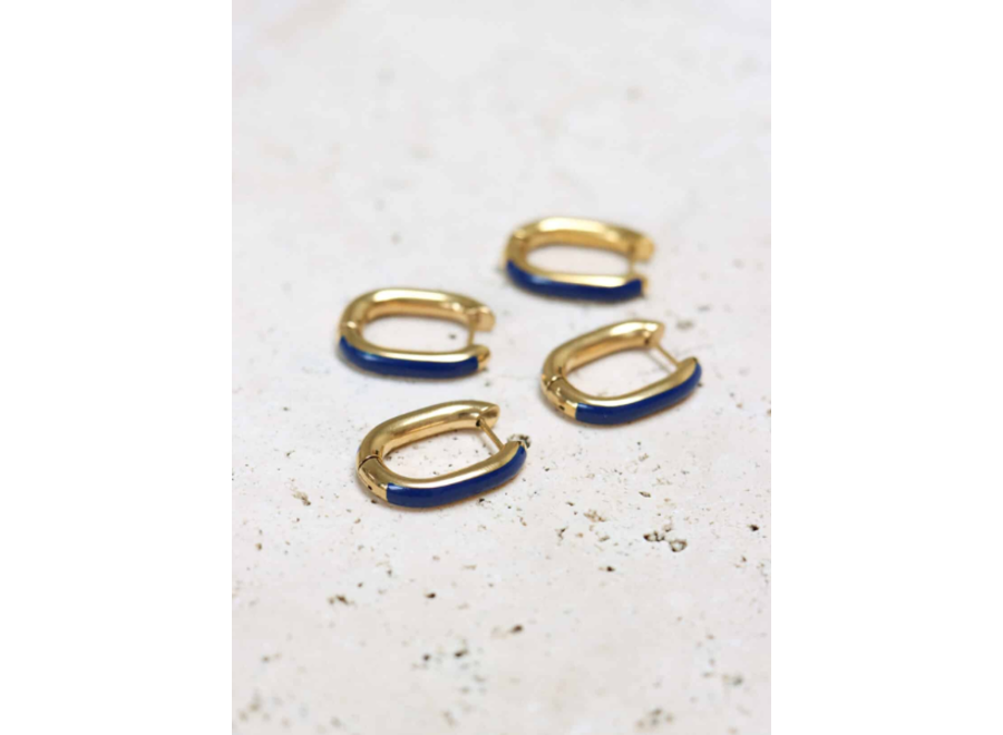 Blue oval hoop gold - Single