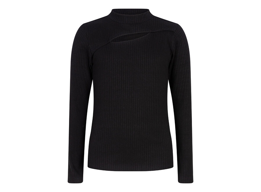 Long Sleeve Chest Opening Black