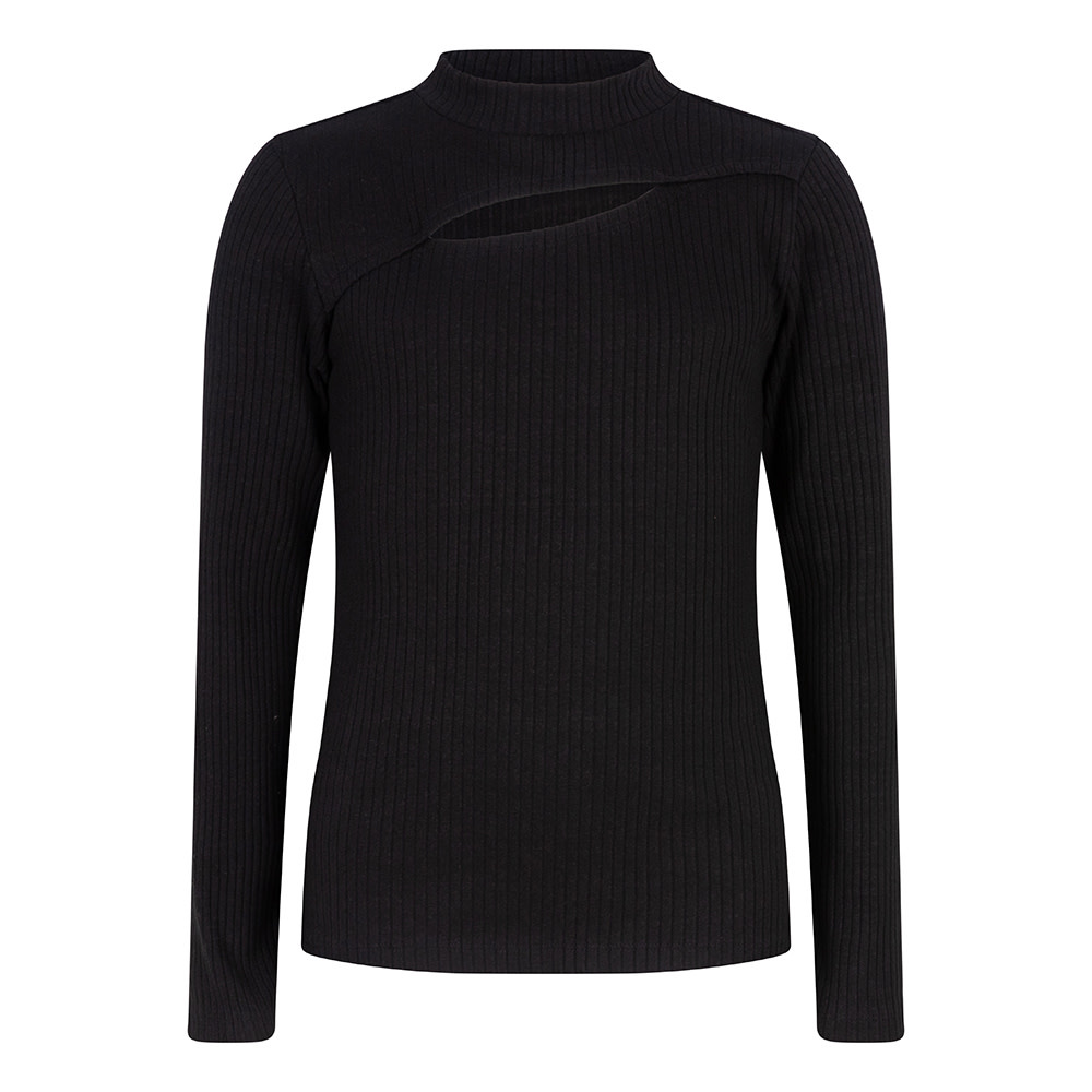 Long Sleeve Chest Opening Black