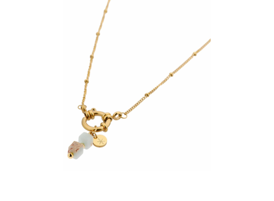 Light-blue Cube Necklace Gold