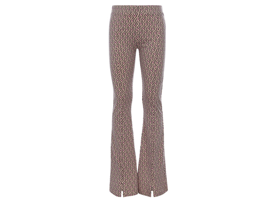 10Sixteen Printed  Flare Pants Argyle