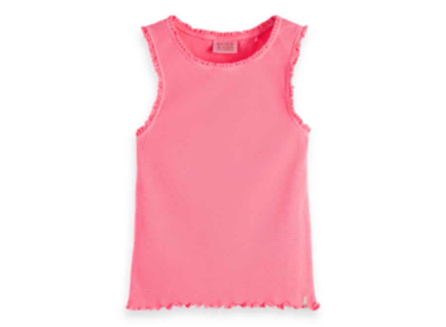 Fitted Ribbed Tank Top Neon Pink