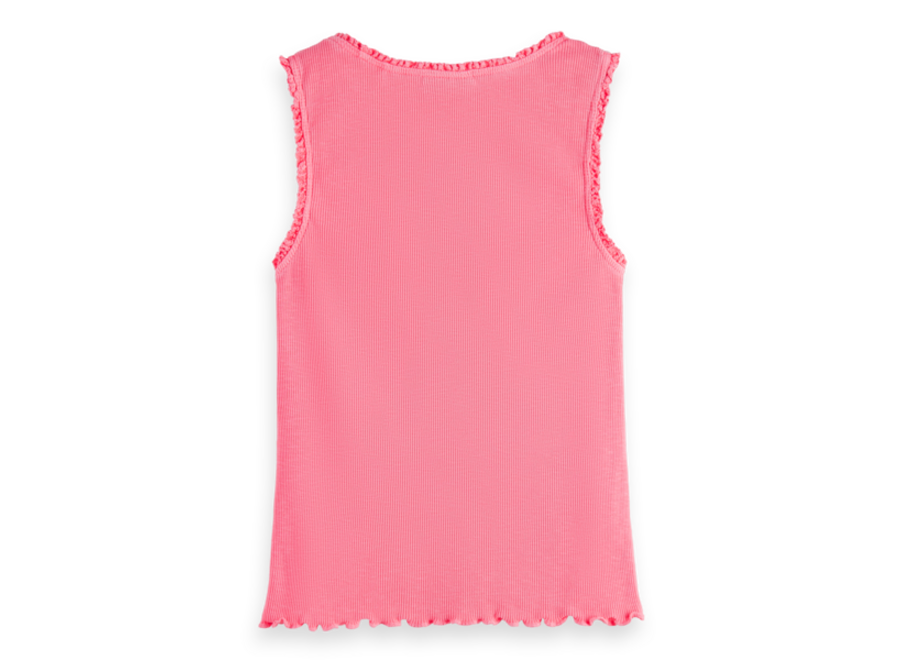 Fitted Ribbed Tank Top Neon Pink