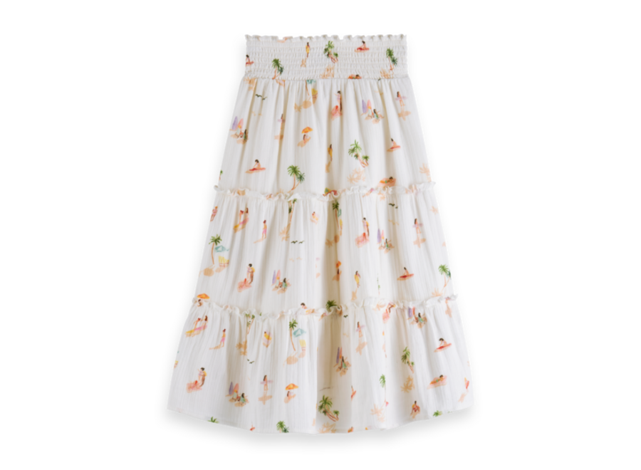 All-over printed crinkle cotton maxi skirt