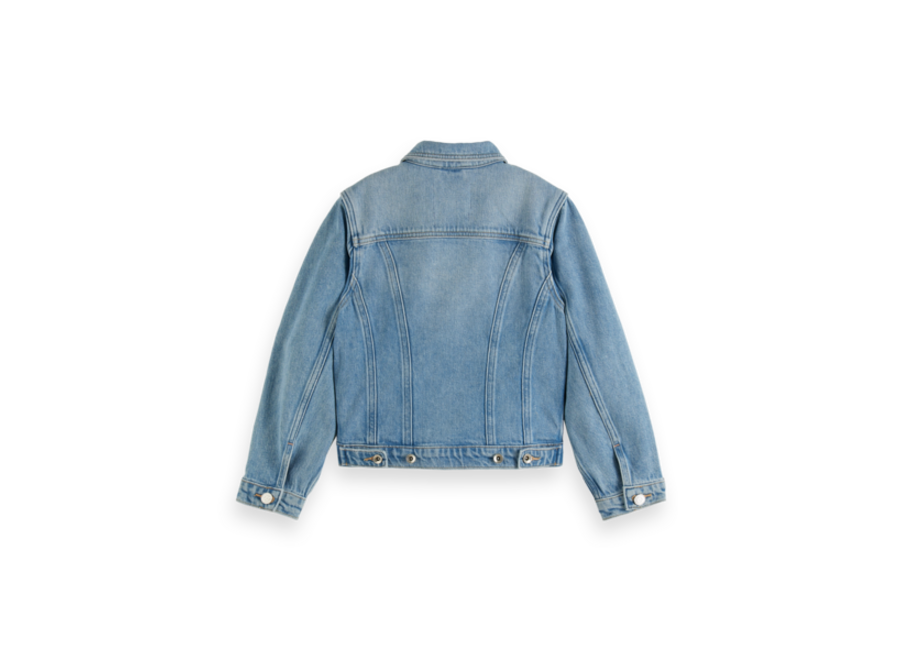 Trucker Jacket with Puff Sleeves Navy