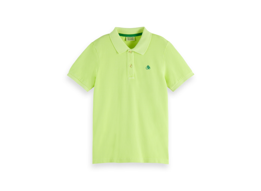Garment-dyed short-sleeved pique polo