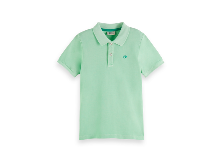 Garment-dyed short-sleeved pique polo