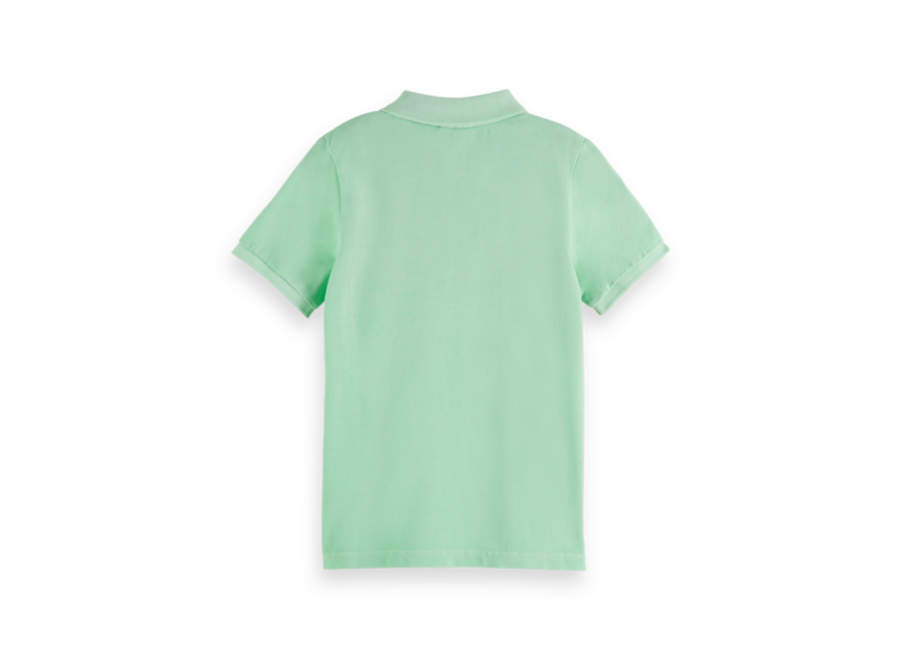 Garment-dyed short-sleeved pique polo