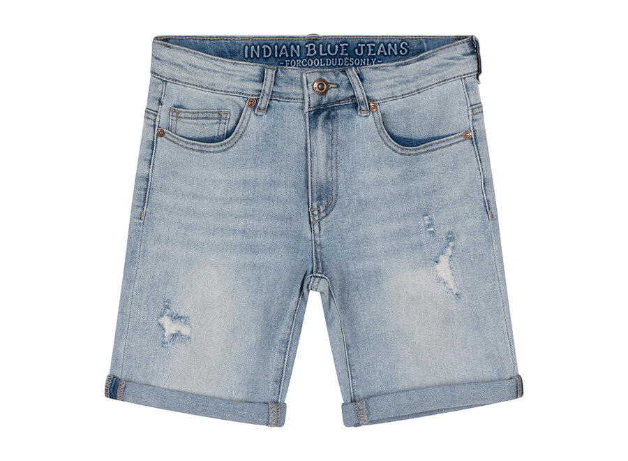 Andy Short Damaged Repaired Light Denim