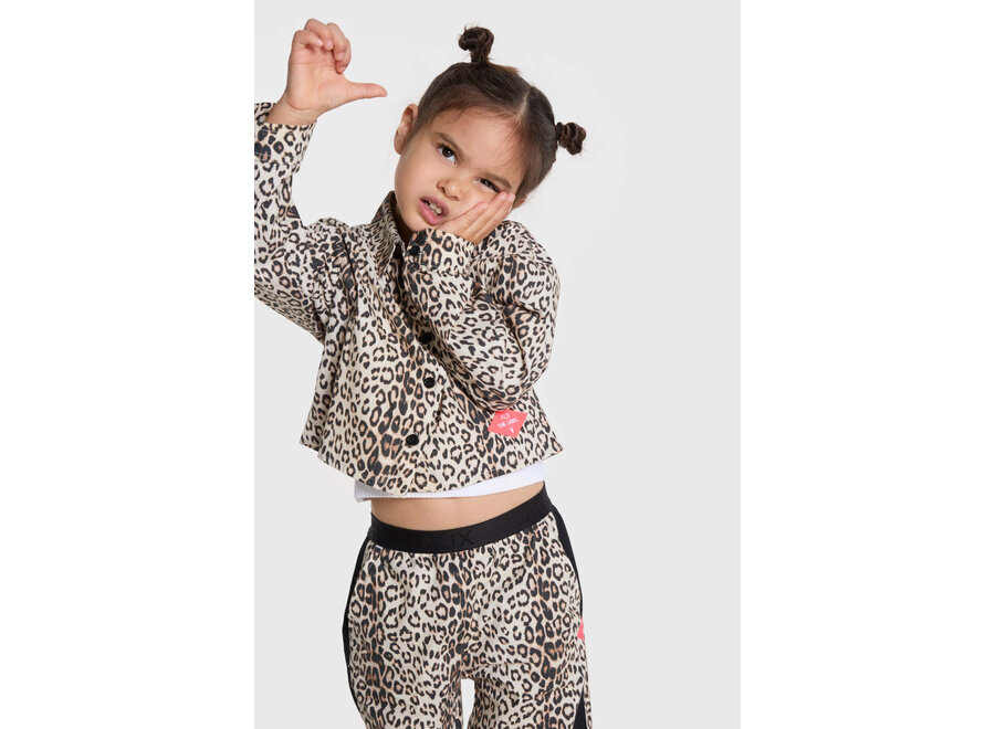 Woven Leopard Cropped Blouse Animal