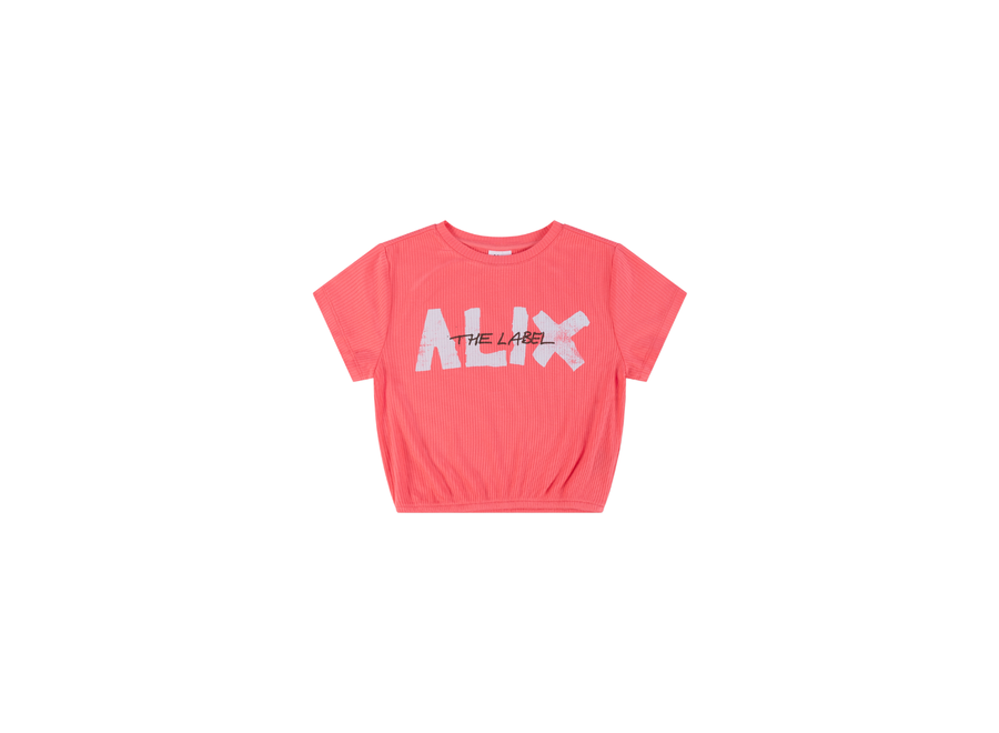 Knitted Cropped Alix T-Shirt Intense Coral