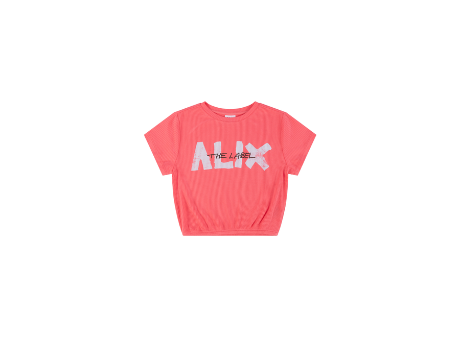 Knitted Cropped Alix T-Shirt  Intense Coral