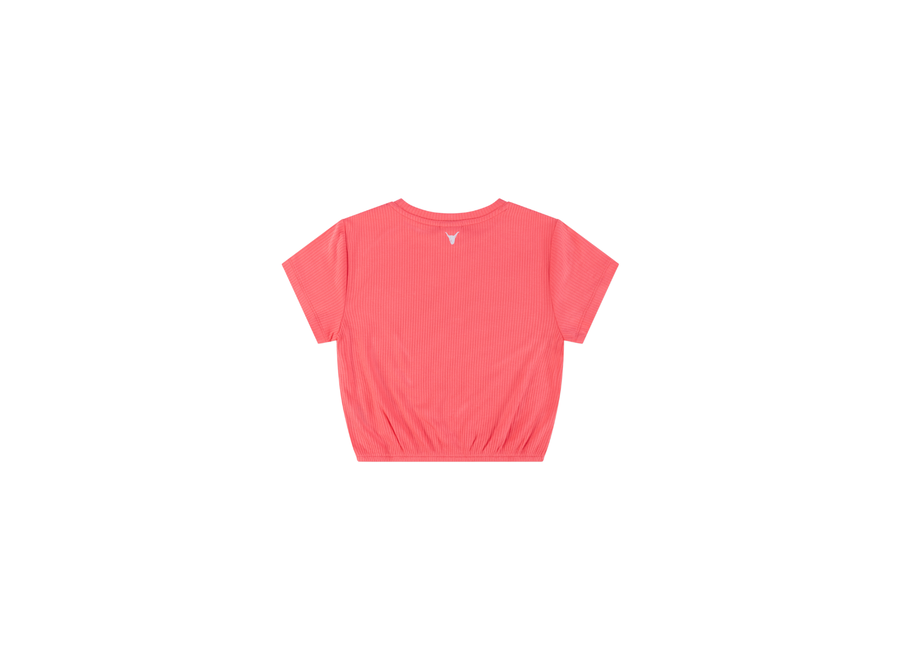 Knitted Cropped Alix T-Shirt Intense Coral