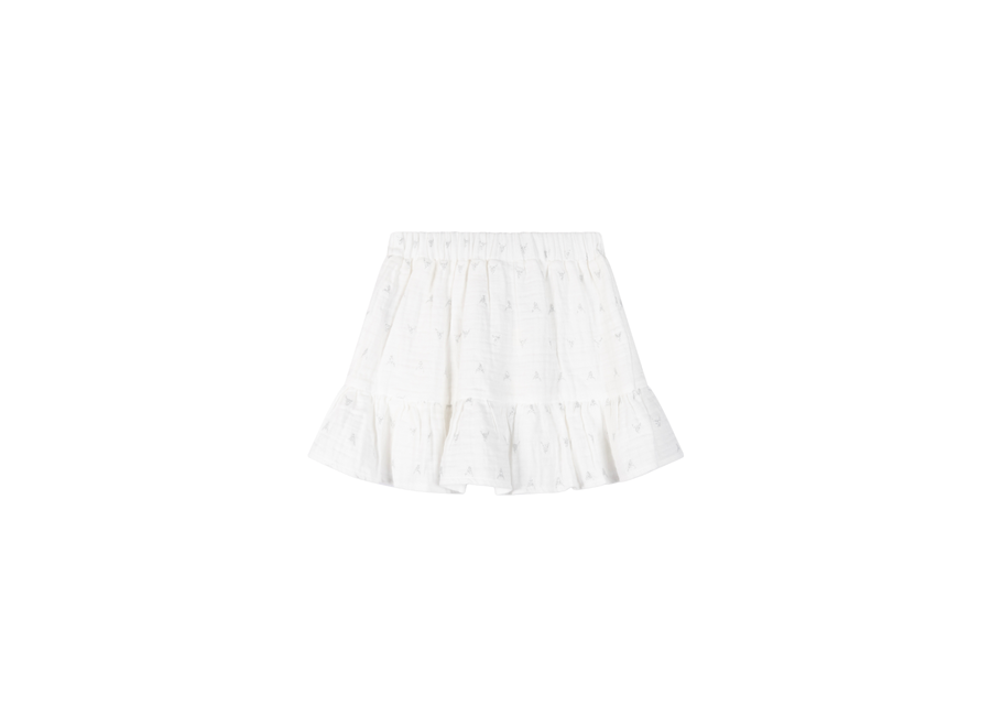 Woven Glitter Bull Skirt  Soft White