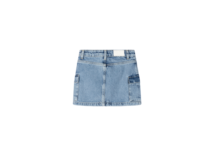 Woven Denim Cargo Skirt Denim Blue