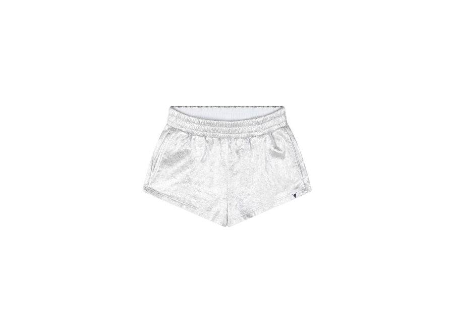 Woven Metallic Short Silver