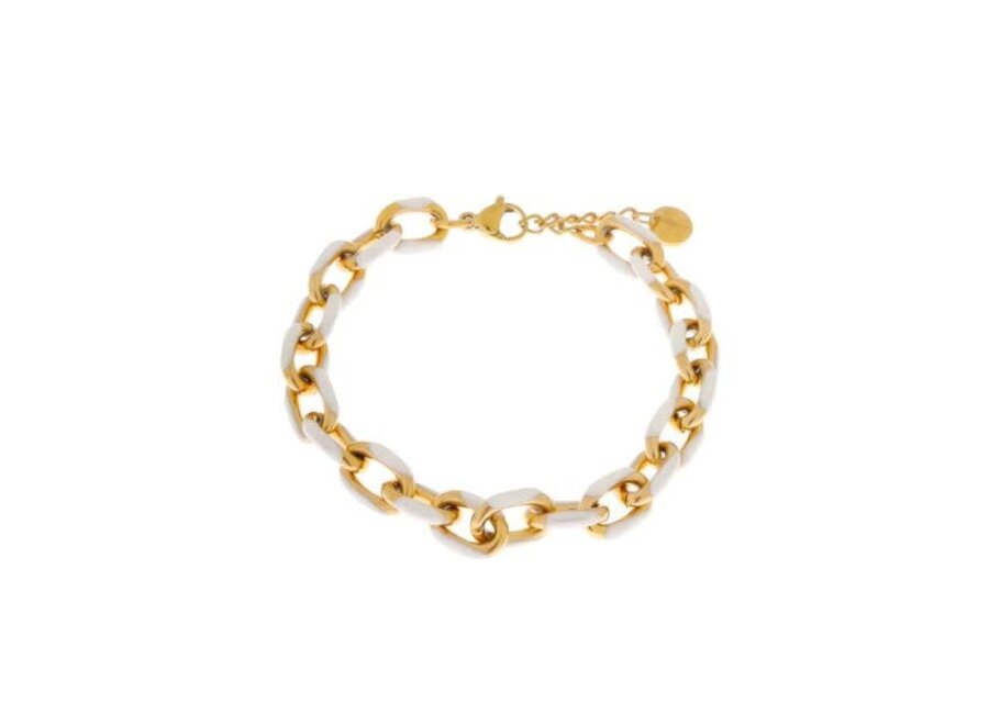 White chain bracelet gold