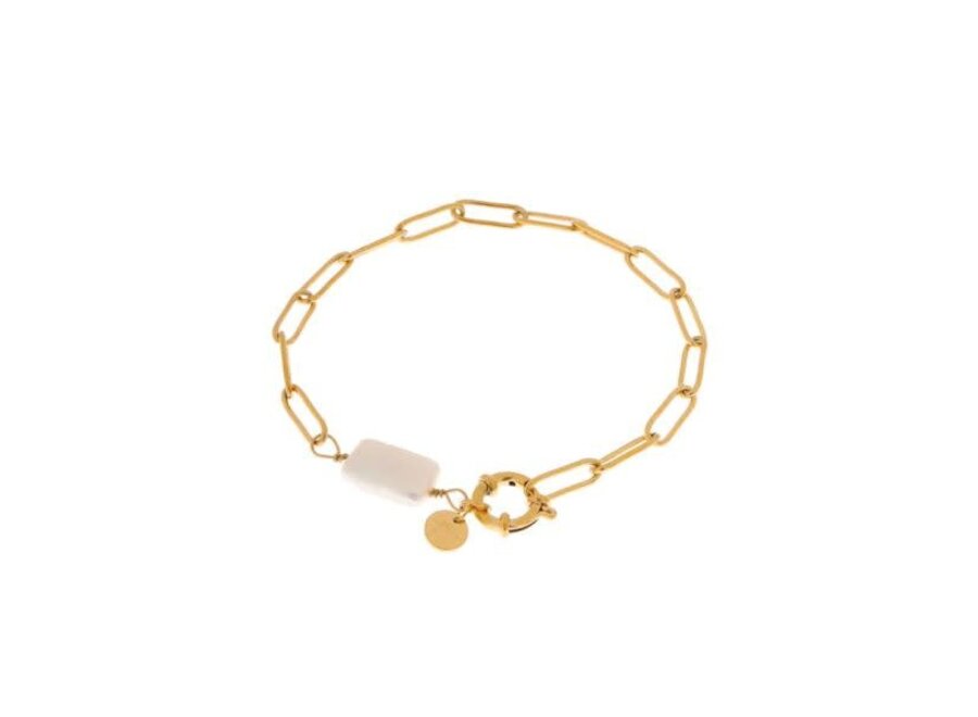 Hold on big pearl bracelet gold