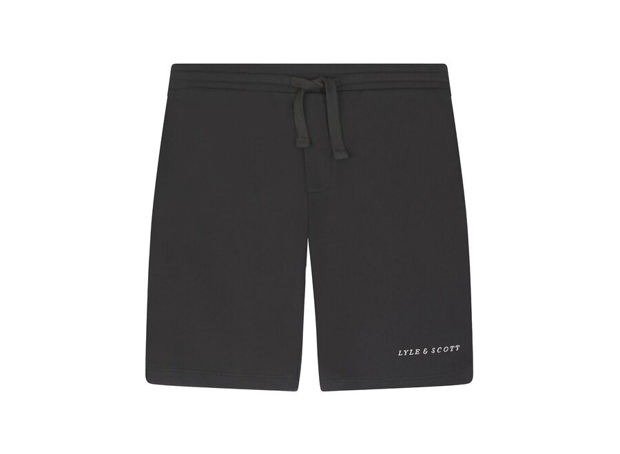 Script Embroidered Sweat Short Gunmetal
