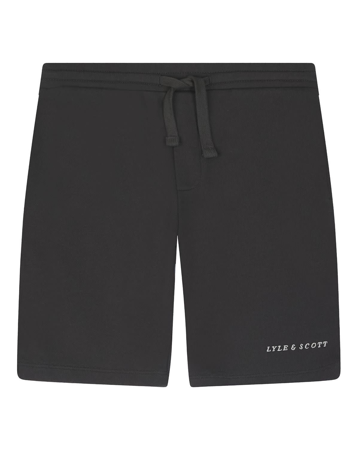 Script Embroidered Sweat Short Gunmetal