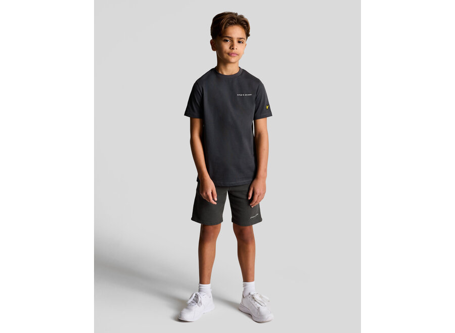 Script Embroidered Sweat Short Gunmetal