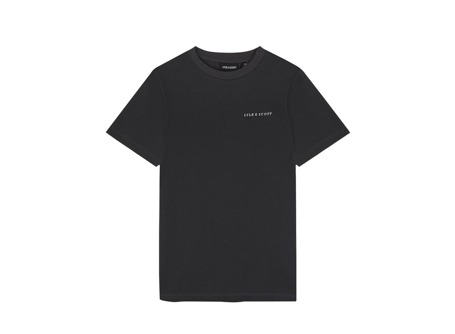 Script Embroidered T-shirt Gunmetal