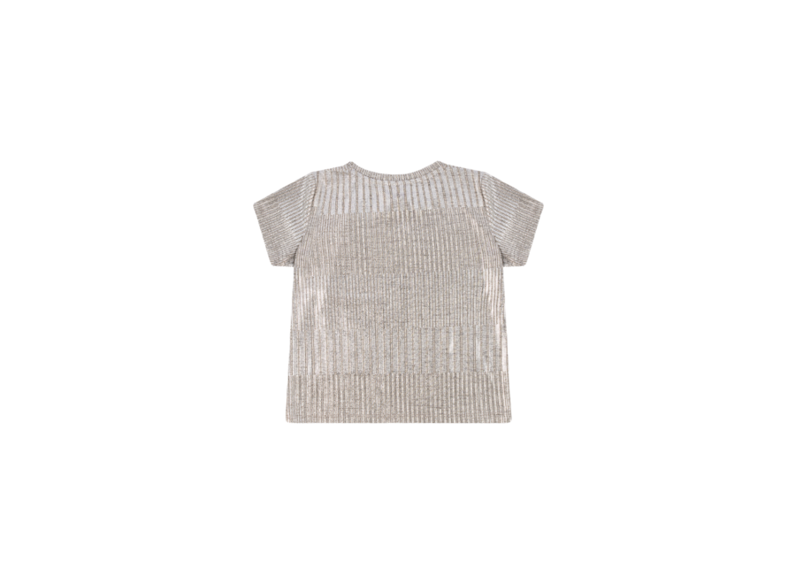 Knitted Silver Foil Fitted  T-Shirt  Silver